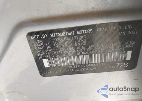 2021 Mitsubishi Mirage Carbonite Edition/Es/Le from USA, damaged, VIN ML32AUHJXMH005808